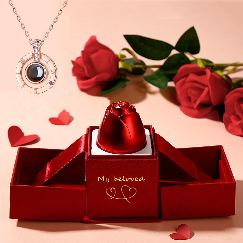 Valentine's Rose Necklace Gift Box