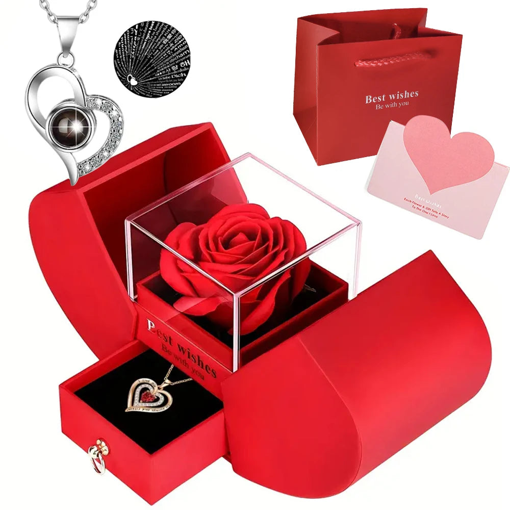 Valentine's Rose Necklace Gift Box