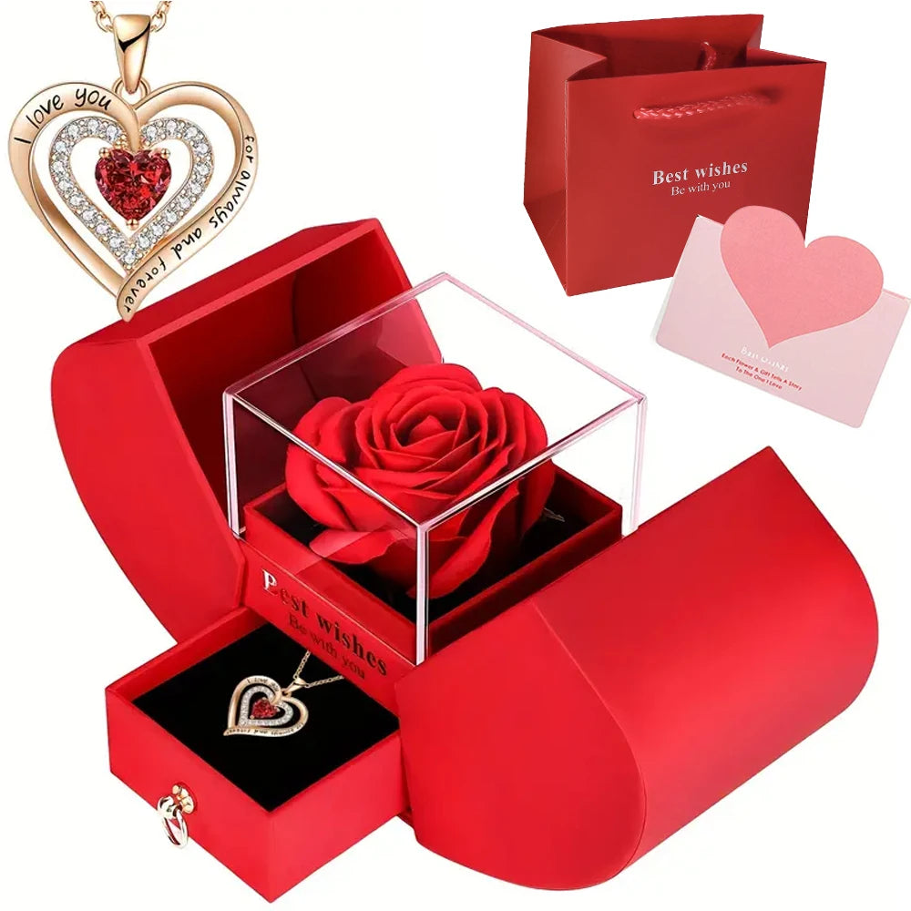 Valentine's Rose Necklace Gift Box